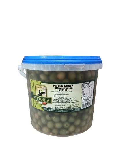 Sicilian Green Pitted Olives 120/140 5kg
