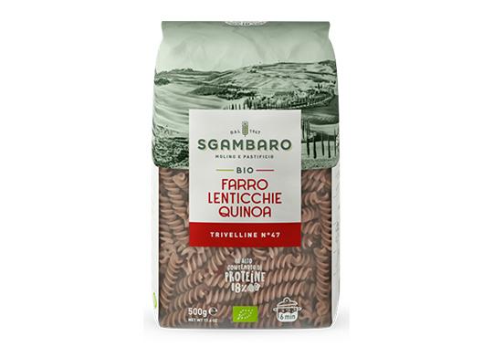 Fusilli Spelt/lentils/quinoa Sgambaro 500g - org