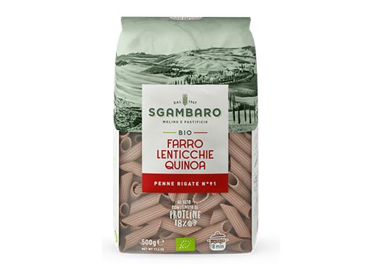 Penne Spelt/Lentils/Quinoa Sgambaro 500g - org